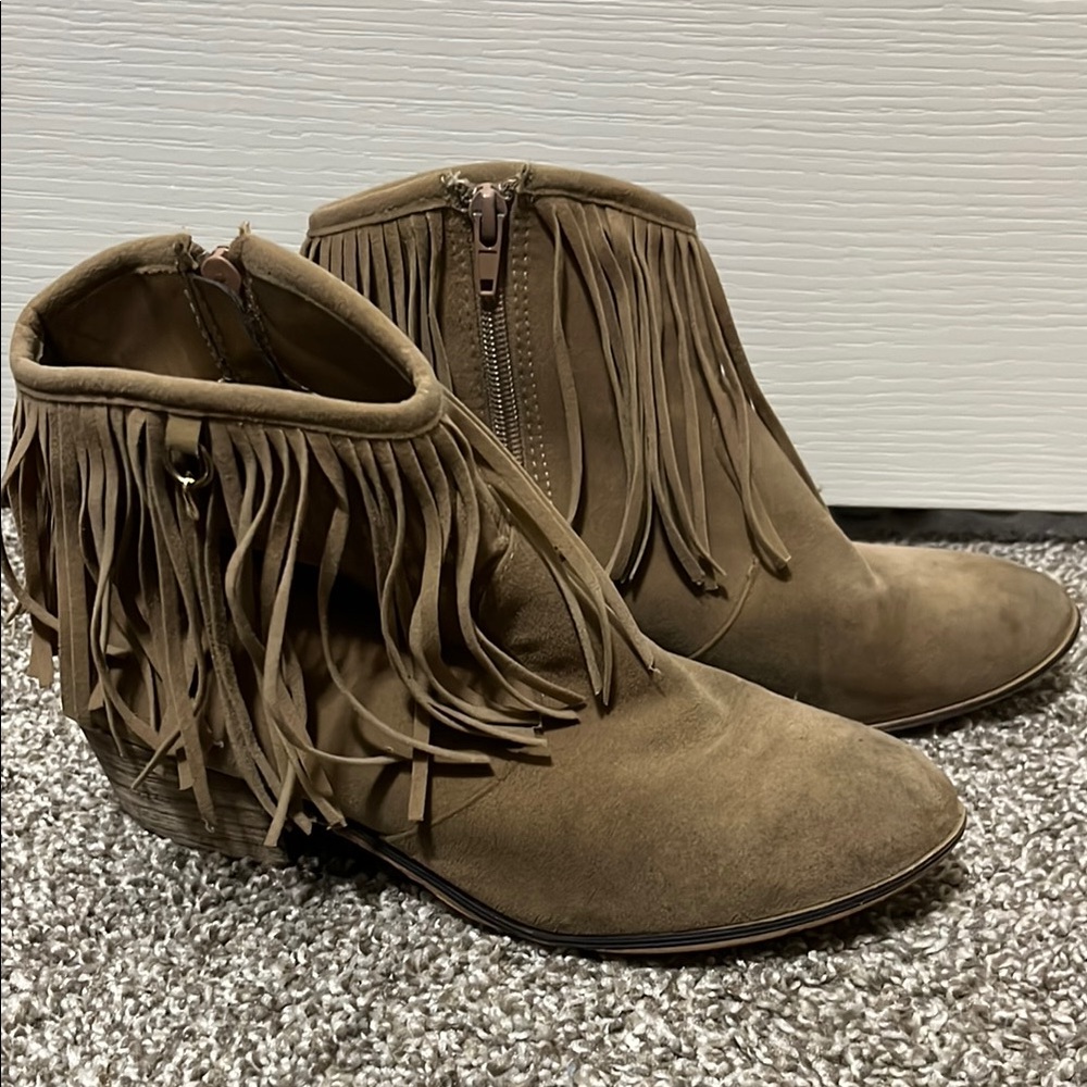 Adriana New York Fringe Suede Ankle Booties - Brown
